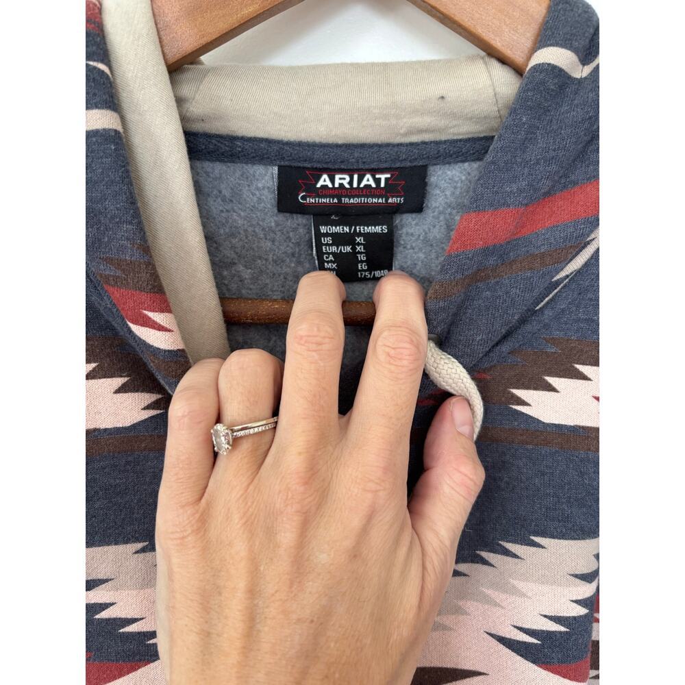 Ariat Mens Southwestern Aztec Hoodie Pullover Blue Western Tribal Print Sz XL - Picture 3 of 4